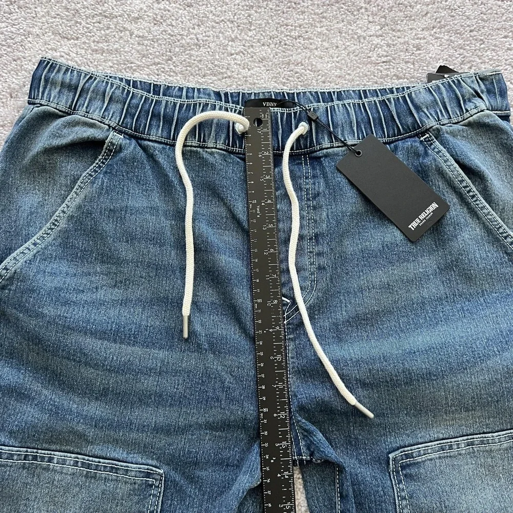 True Religion Vinny Ultra Baggy Carpenter Jeans Mens 36x33‎ Blue Drawstring